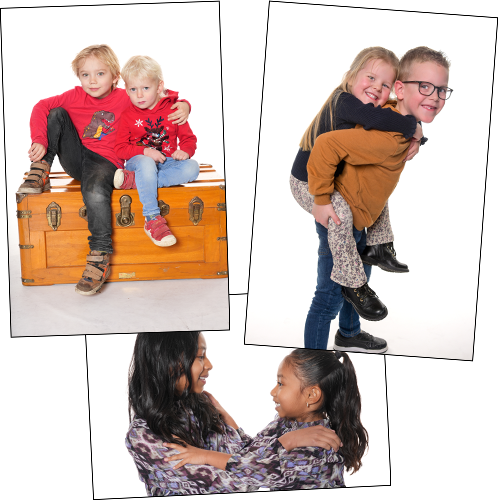 3 voorbeelden van broer-zus foto's op de basisschool