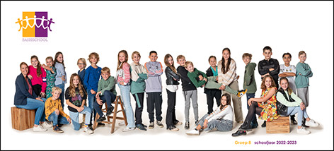 Panorama groepsfoto met witte achtergrond